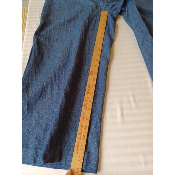 Talbots wide leg cropped denim trousers 10 blue linen blend pants Lagenlook boho - Picture 10 of 13